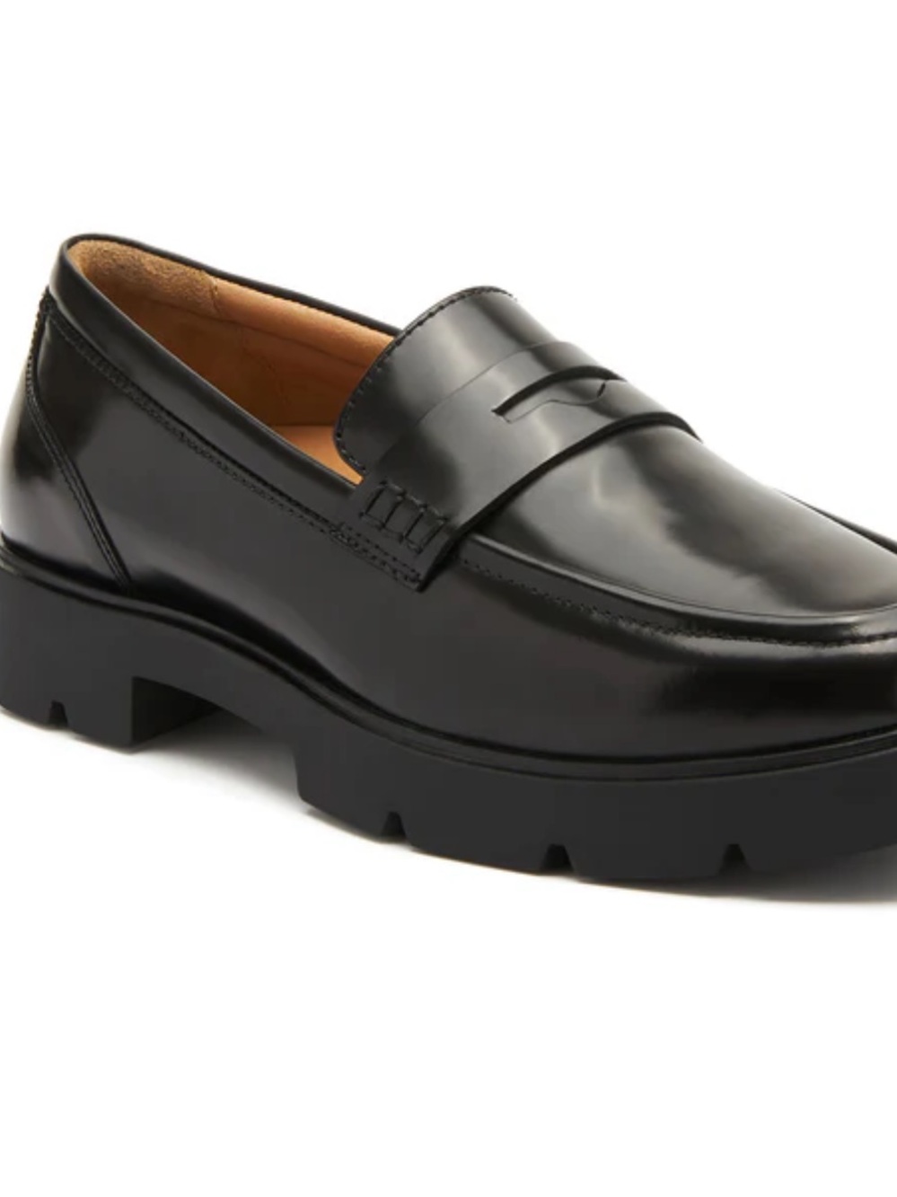 Abeo Black Chunky Comfy Penny Loafer with Lug Sole